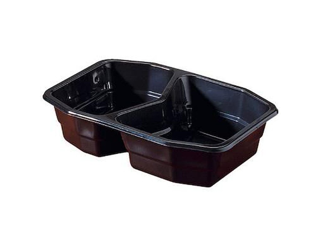 Bakke 2-rum 540/400 ml 215x148x50 mm HMR PP Sort