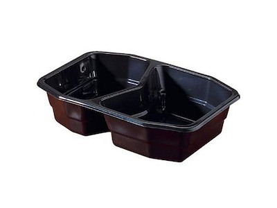 Bakke 2-rum 540/400 ml 215x148x50 mm HMR PP Sort