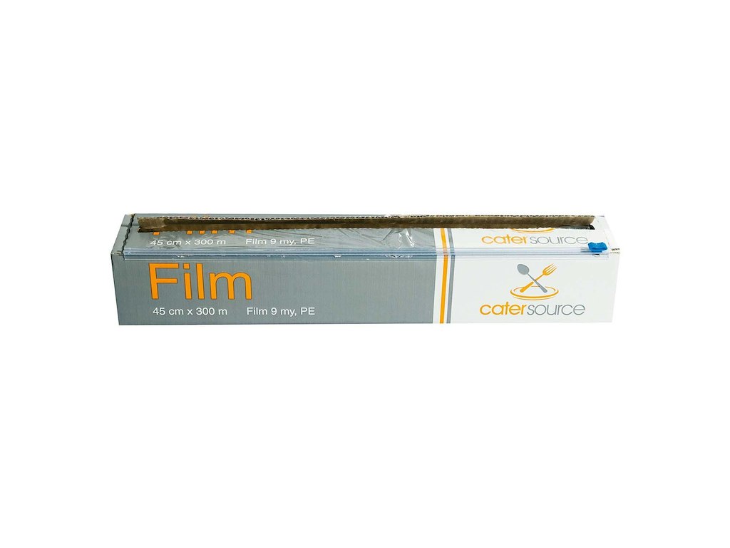 Film Catersource Uperforeret B44cmxL300m 9my PE Klar i cut-box
