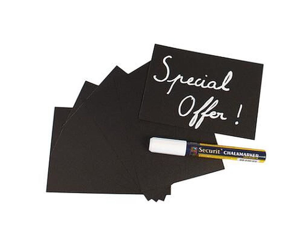 Skilt Securit Pris A6 med hvid tuschpen