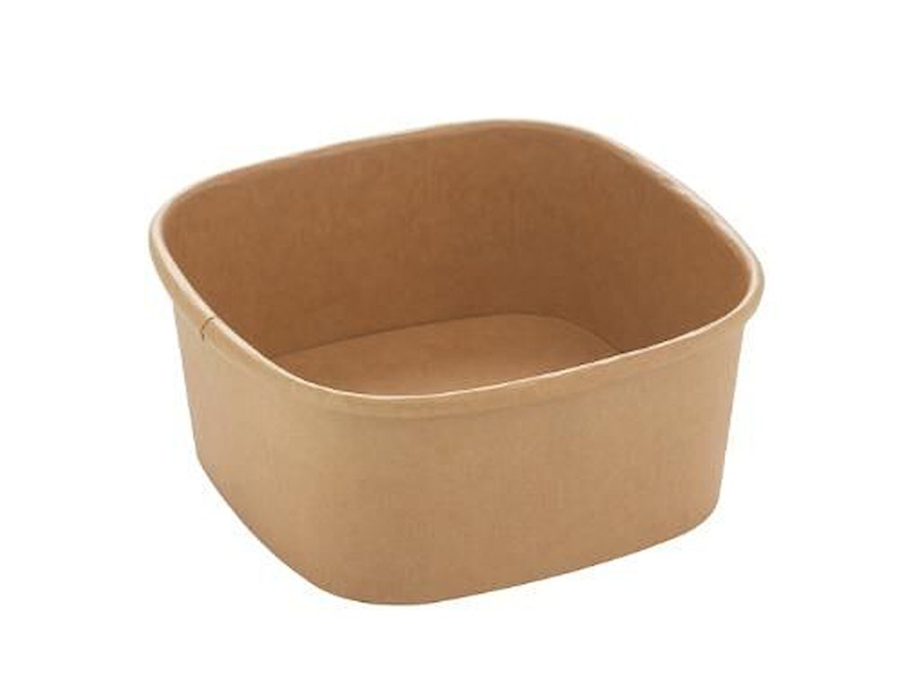 Bowle firkantet 130x130x56 mm 600 ml Kraft med PE Brun