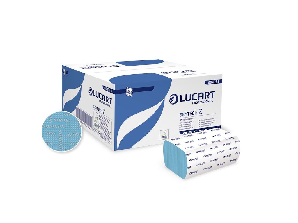 Håndklædeark Lucart Z-Fold 2-lag L20xB24xD8cm Blå