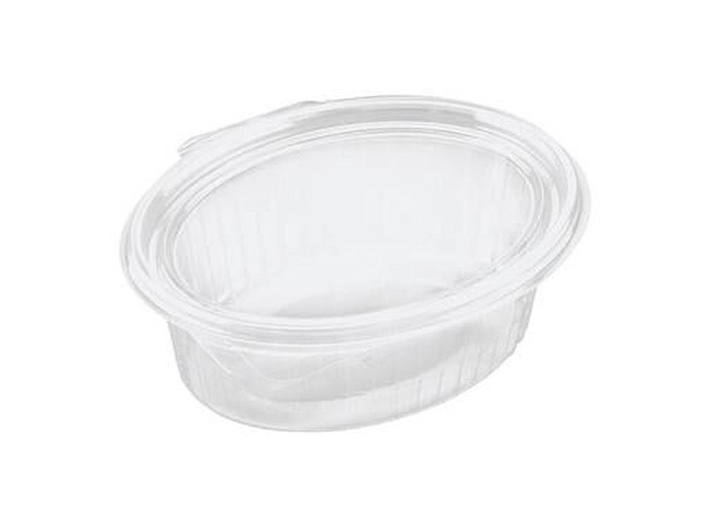 Salatbakke Clearshow 1000 ml 204x166x67 mm oval hængslet låg RPET Klar