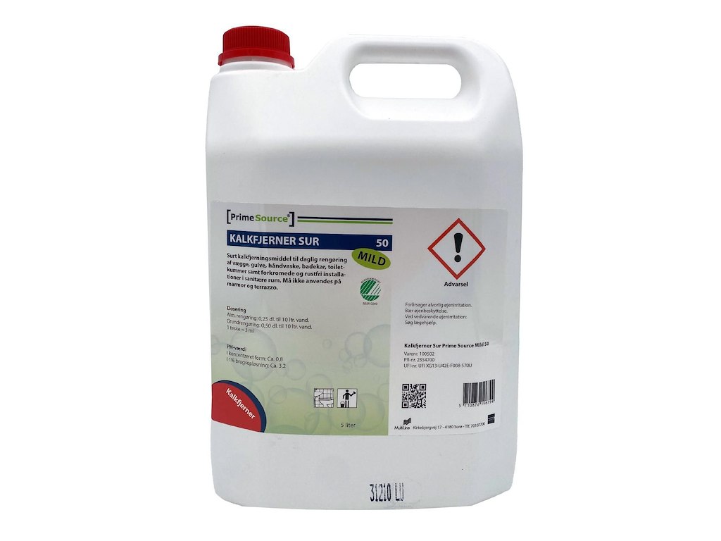 Kalkfjerner Stærkt surt Prime Source Mild 50 5ltr Svanemærket uden Farve/Parfume