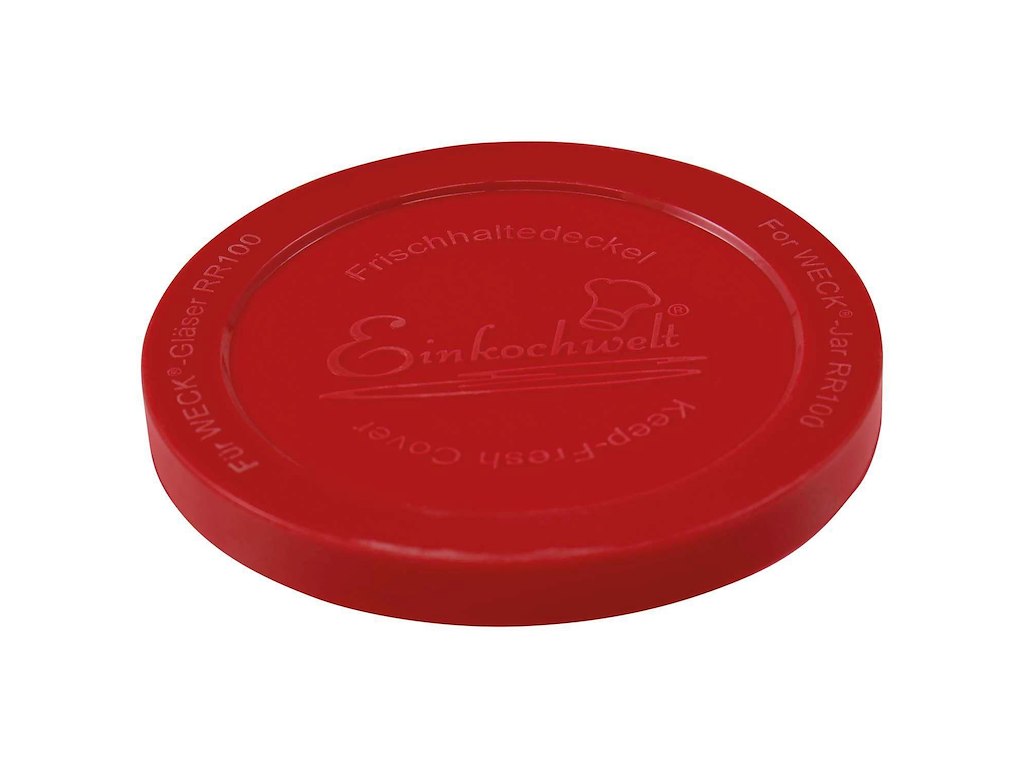 Låg Weck Ø10.8 cm til Patentglas. Silikone Rød