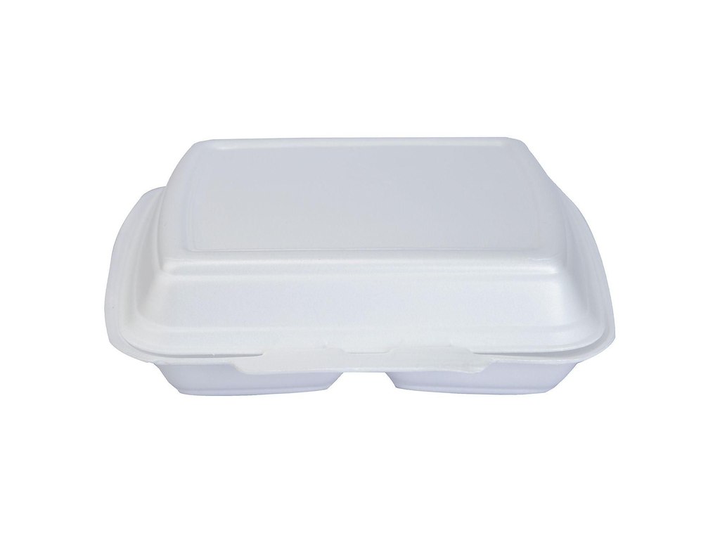 Termobakke 2-rum 247x198x75 mm Hængslet låg XPS Hvid HP 4/2 TT