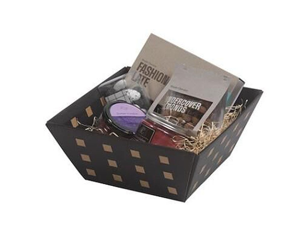 Gavekurv 255x255x115mm lille sort med kvadrater