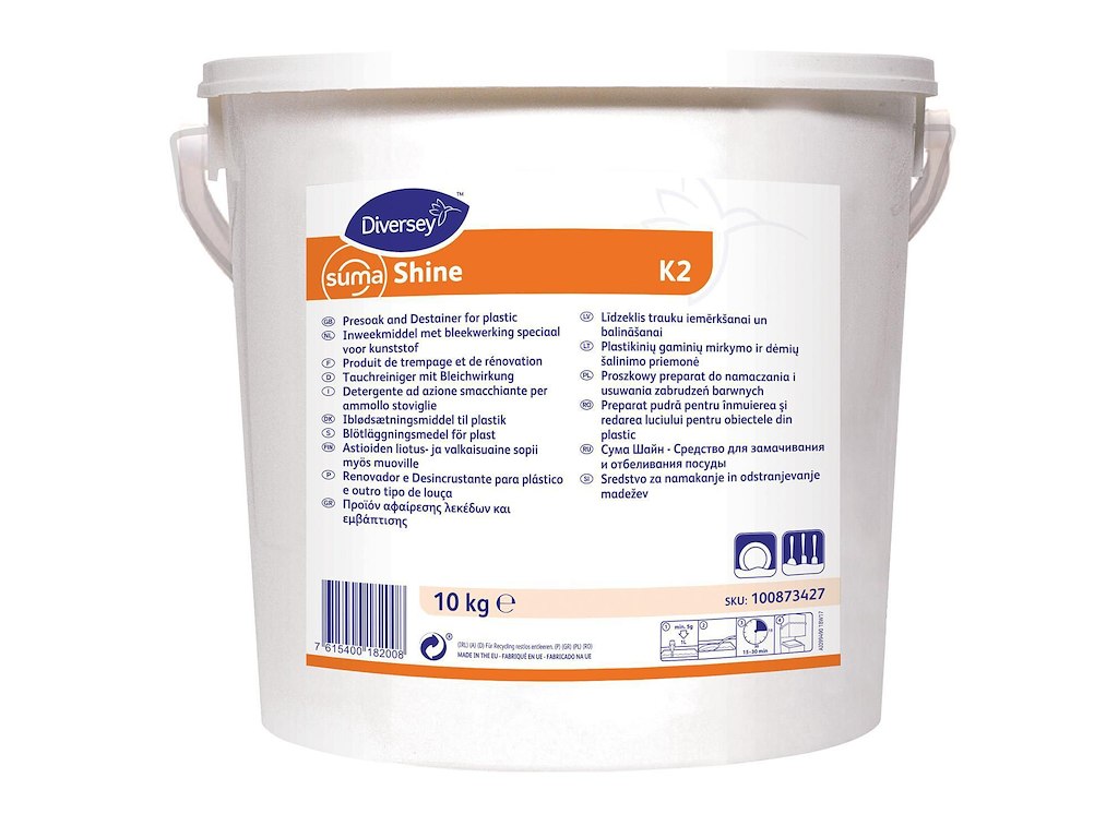 Maskinopvask Iblødsætning Pulver Suma Shine K2 10kg uden Klor til service/plast