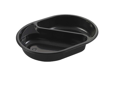 Bakke 2-rum 395/500 ml 238x176x40 mm Oval PP Sort