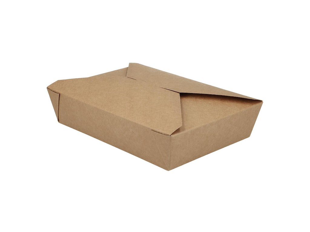 Takeaway æske Verive 140/155x195/215x48 mm 1400 ml papir biocoating Brun