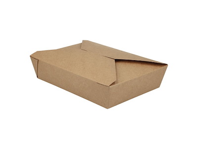 Takeaway æske Verive 140/155x195/215x48 mm 1400 ml papir biocoating Brun