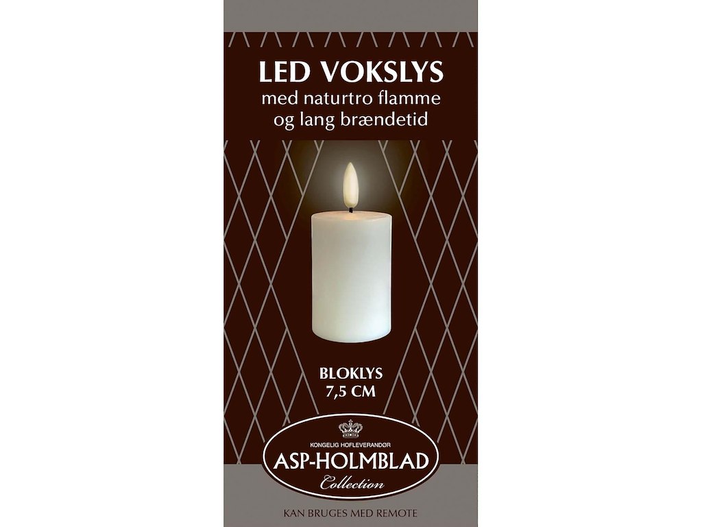 LED lys Asp-Holmblad Bloklys 5x7,5 cm Hvid