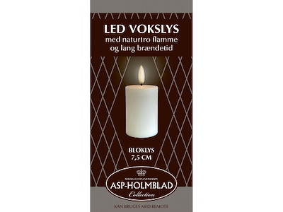 LED lys Asp-Holmblad Bloklys 5x7,5 cm Hvid