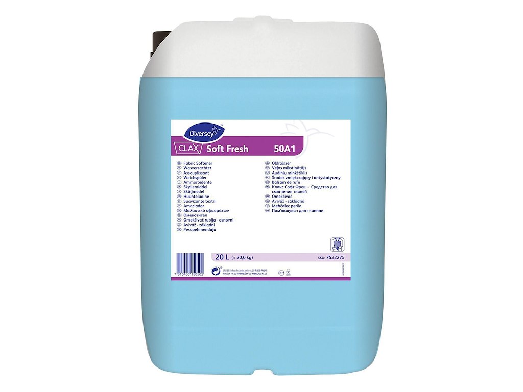 Tøjvask Skyllemiddel Clax Soft Fresh 50A1 med Farve/Parfume 20 ltr Blå