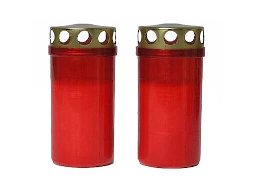 Gravlys Brændetid 45 timer med Låg Plast Rød