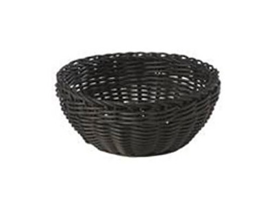 Brødkurv Ø20x8 cm Rund Kraftig flet PP Sort