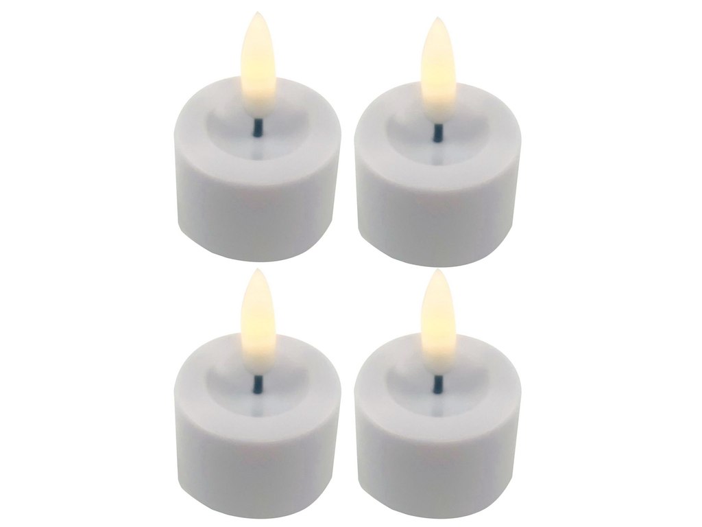 LED-Fyrfadslys 4 stk genopladelig Ø4,1xH5cm hvid uden ladestation