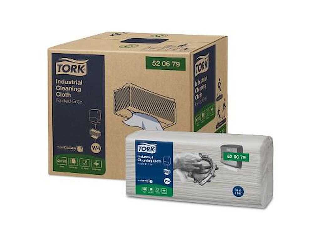 Aftørringsklud Tork Industri W4 1-lag 415x355mm Toppak Grå