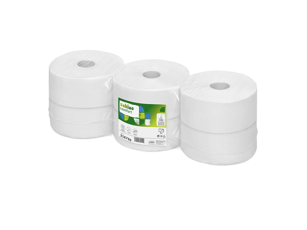 Toiletpapir Satino Comfort Jumbo 2-lag Ø24cm 320m Hvid Genbrug