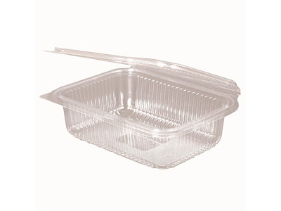 Plastbæger 750 ml 188x143x52 mm Firkantet Hængslet låg Bionedbrydelig PLA Klar