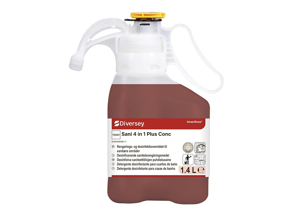 Sanitetsrengøring Surt Taski Sani 4 in 1 Plus Conc SD 1.4ltr med Parfume Rød