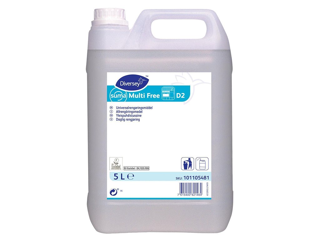 Universalrengøring Suma Multi Free D2 uden Farve/Parfume 5 ltr
