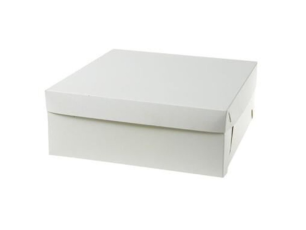 Kageæske fold selv bund til høj bund/lav top-model L320xB320xH100mm pap hvid