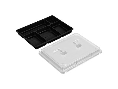 Sushibakke tapas 5-rum 287x222x40 mm PS Sort/Klart låg