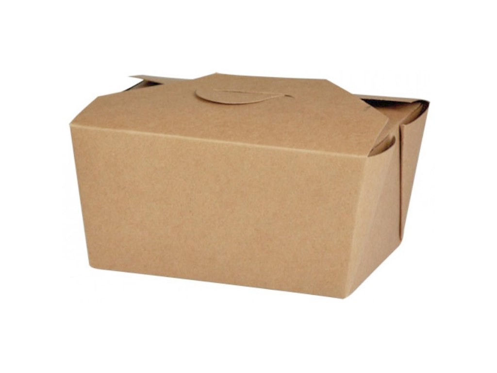 Takeaway æske 600 ml 113/130x90/112x65mm Karton med biocoating Brun