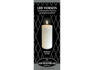 LED lys Asp-Holmblad Bloklys 6.8x15 cm Hvid