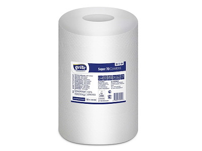 Håndklæderulle Grite 2-lag Ø13xB20xL70m U/Hylse Nyfiber Hvid