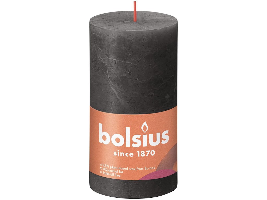 Bloklys Ø68x130 mm Brændetid 60 timer Rustik Antrasit Grå