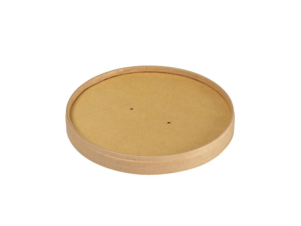 Paplåg rund Ø150x17mm til salatskål 500 ml og 700 ml Biopak Brun Kraft/PLA