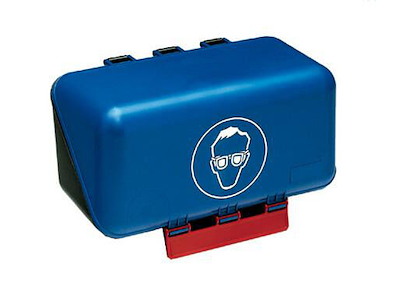 Brilleetui Secu-Box Mini ABS blå til opbevaring af sikkerhedsbriller på væg