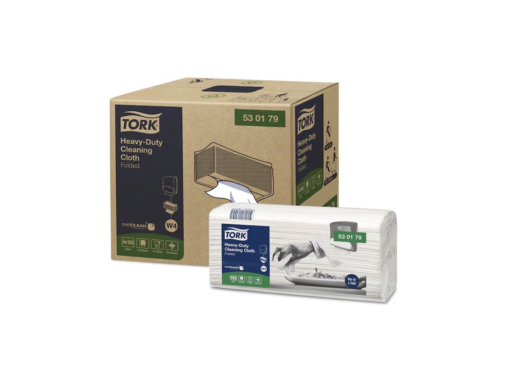 Aftørringsklud Tork Kraftig W4 1-lag 415x355 cm Hvid