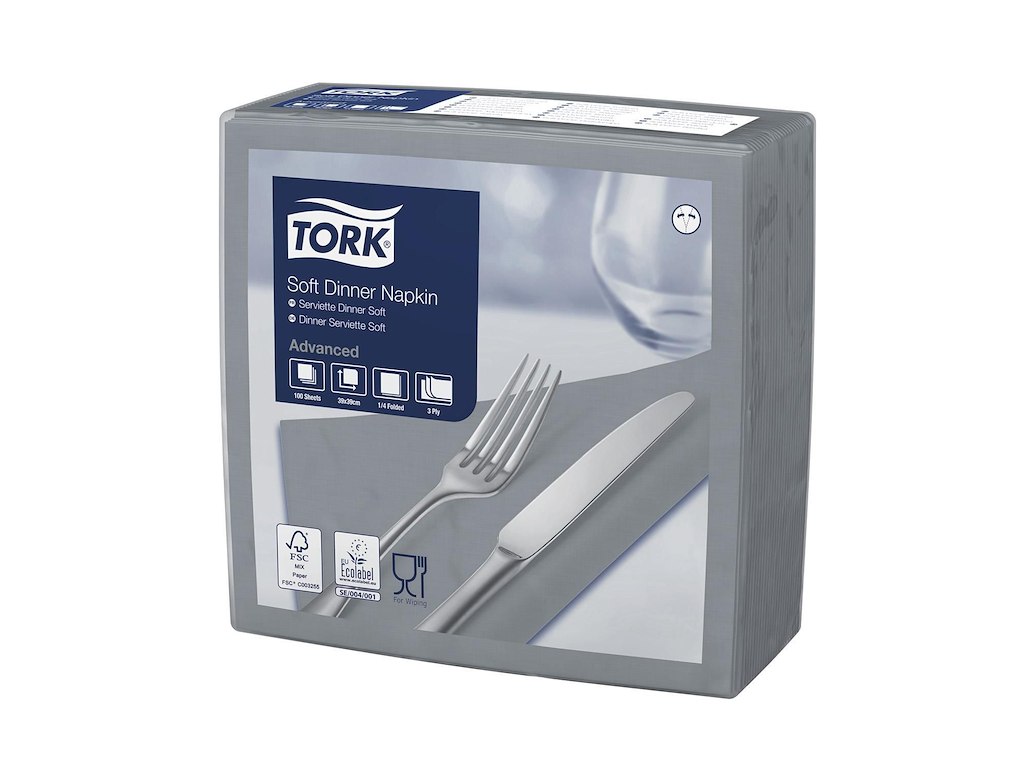 Serviet Tork 40x40cm 3-lag Grå