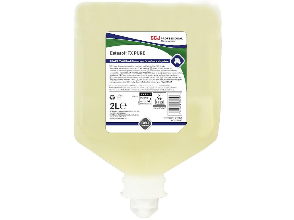 Skumsæbe Estesol FX Pure ekstra kraftig uden farve og parfume t dispenser 2 ltr