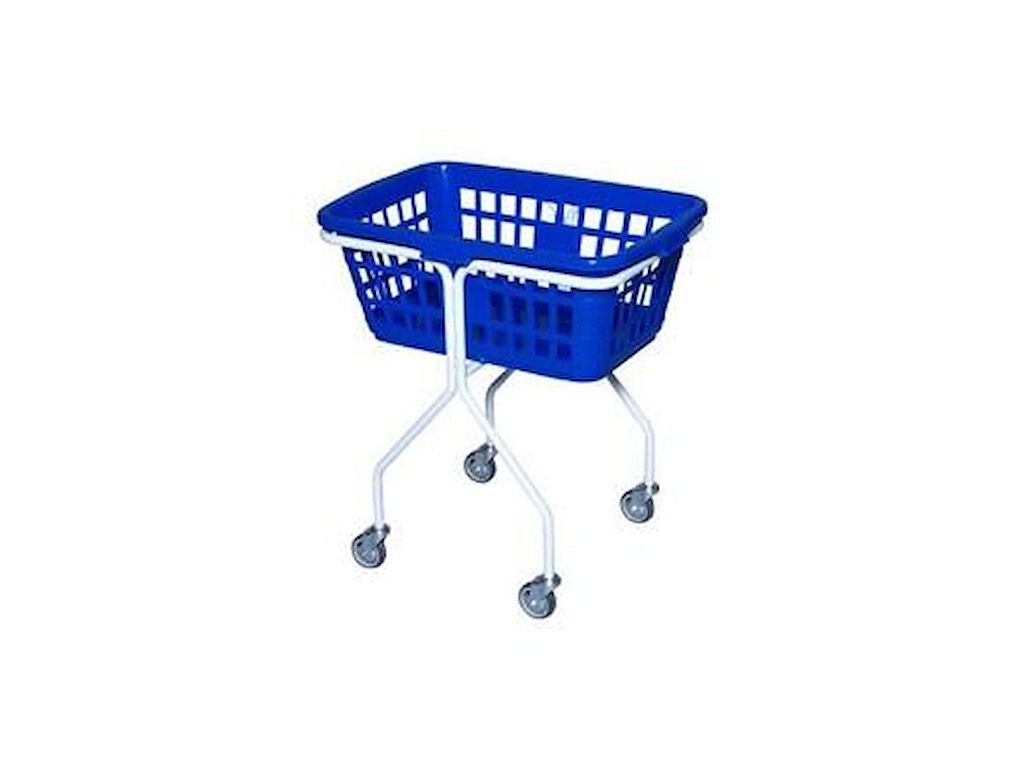 Vaskerivogn Firkantet Komplet Hvidt stel med Blå kurv