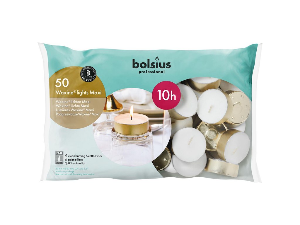 Fyrfadslys stor Ø6cm Brændetid 10 timer Guld 50 stk