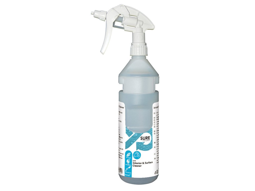 Flaske Tom Skum 750ml med Hoved/Label Grå/Hvid t SURE Interior & Surface Cleaner