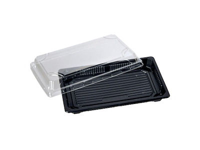 Sushibakke 220x140x40 mm PS Sort/Klart låg