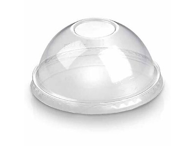 Plastlåg Ø96 mm Hvælvet uden Hul Klar PLA bionebrydelig