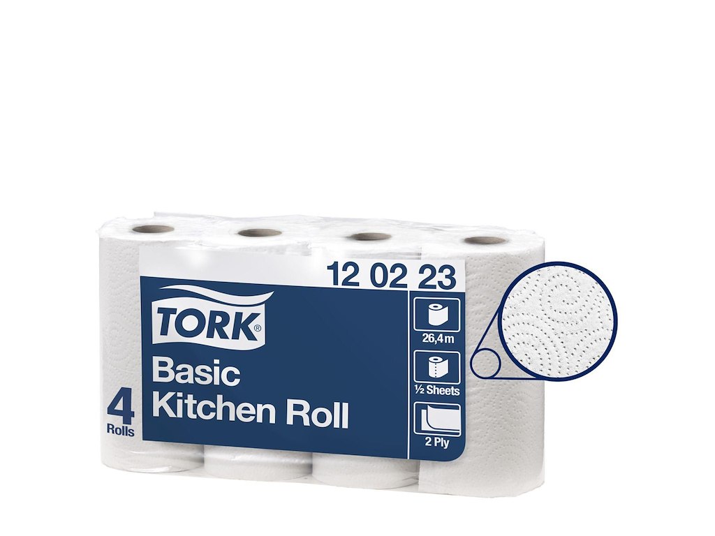 Køkkenrulle Tork Basic 2-lag 25.8m ark 14cm x 20,6 cm