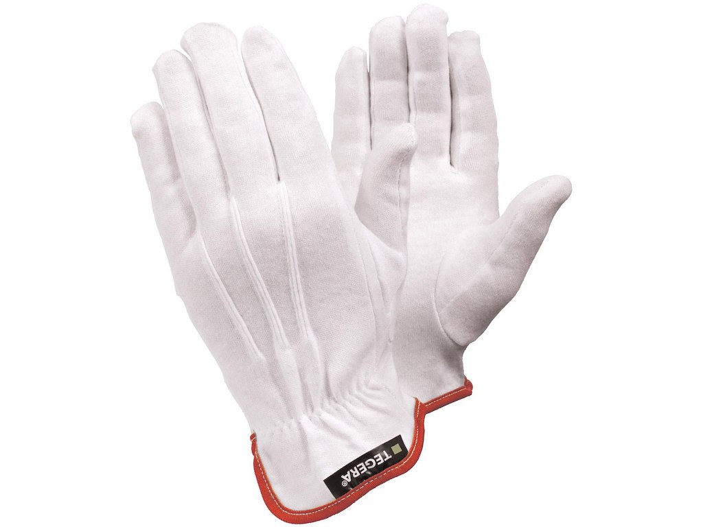 Handske str 8 Strålesyet uden Dotter Bomuld Hvid/Rød