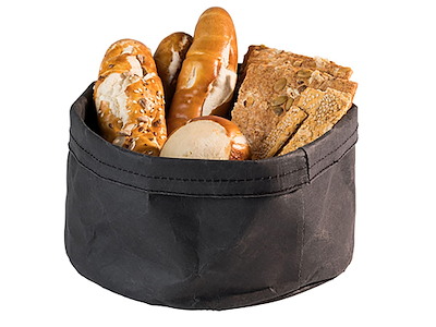 Brødkurv Ø20x13 cm Kraftg foldbar papirspose Læderlook Sort