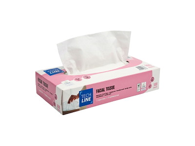 Ansigtsserviet Techline 2-lag 20.2x20.5cm Nyfiber Hvid