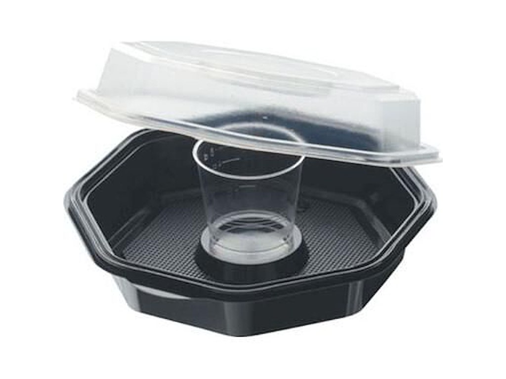 Multiboks Octaview 160x160x60 mm med Dressingbæger PS Sort/klar