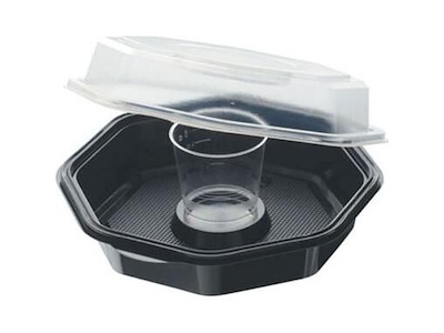 Multiboks Octaview 160x160x60 mm med Dressingbæger PS Sort/klar