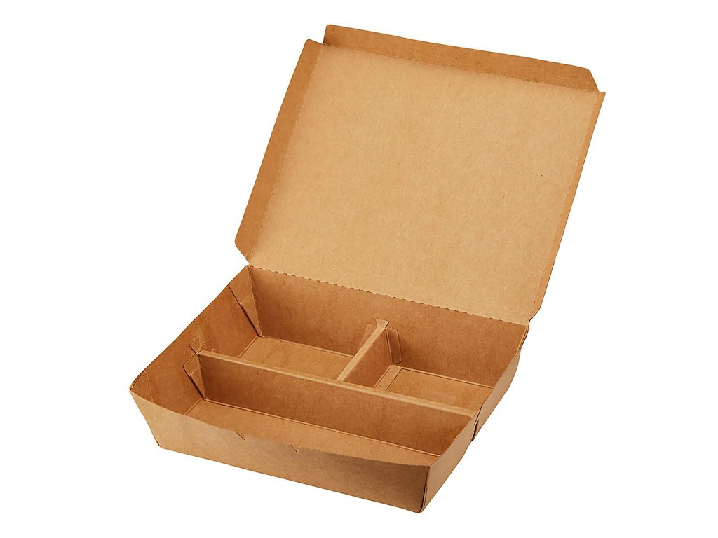 Boks 3-rum 208x172x50 mm karton med PE Brun