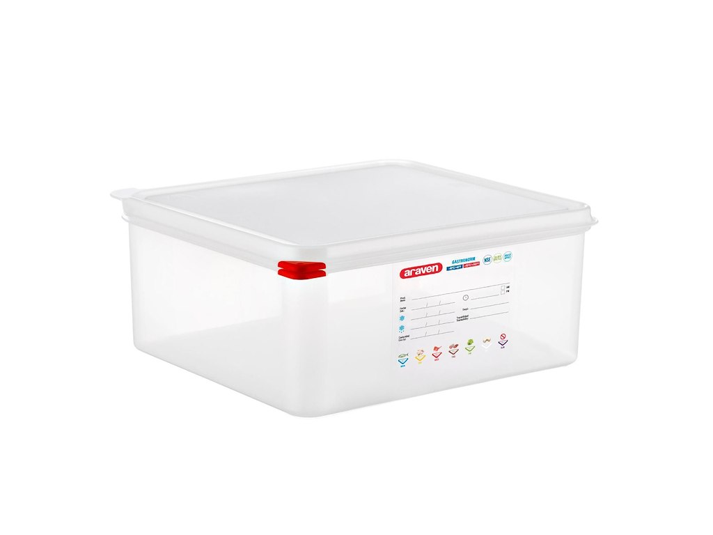 Beholder Araven lufttæt L35.4xB32.5xH15cm 2/3GN 14ltr polypropylen låg klar
